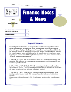 Finance Notes &amp; News Helpful HR Queries