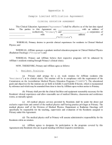 Appendix A  Sample Limited Affiliation Agreement