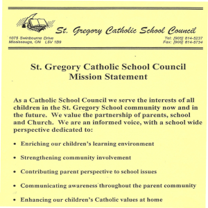 ~ St, St. Gregory Catholic School Council Mission Statement