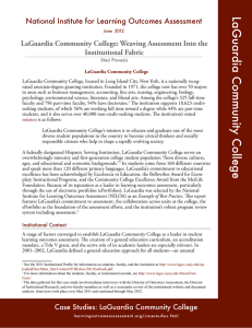 LaGuar dia Community College LaGuardia Community College: Weaving Assessment Into the Institutional Fabric