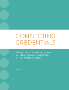 CONNECTING CREDENTIALS LESSONS FROM THE NATIONAL SUMMIT ON CREDENTIALING AND NEXT STEPS