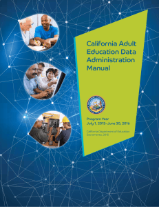 California Adult Education Data Administration Manual