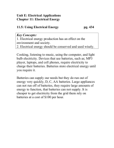 Unit E: Electrical Applications Chapter 11: Electrical Energy 11.5: Using Electrical Energy