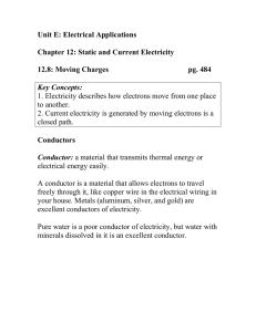 Unit E: Electrical Applications  Chapter 12: Static and Current Electricity