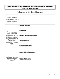 International Agreements, Organizations &amp; Policies Chapter 5 Organizer positioning