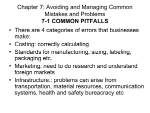 Chapter 7: Avoiding and Managing Common Mistakes and Problems 7-1 COMMON PITFALLS