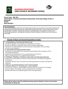 IONA CATHOLIC SECONDARY SCHOOL BUSINESS DEPARTMENT