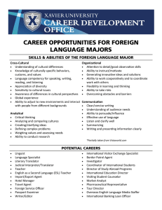CAREER OPPORTUNITIES FOR FOREIGN LANGUAGE MAJORS