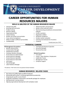 CAREER OPPORTUNITIES FOR HUMAN RESOURCES MAJORS