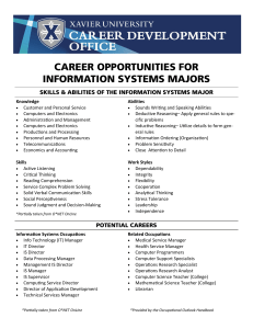 CAREER OPPORTUNITIES FOR INFORMATION SYSTEMS MAJORS
