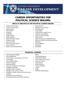 CAREER OPPORTUNITIES FOR POLITICAL SCIENCE MAJORS
