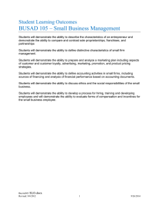 BUSAD 105 – Small Business Management Student Learning Outcomes