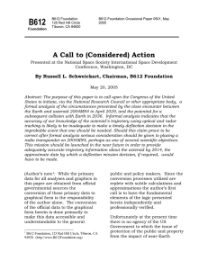 B612 A Call to (Considered) Action