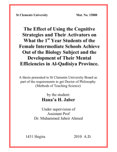 The Effect of Using the Cognitive Strategies and Their Activators on