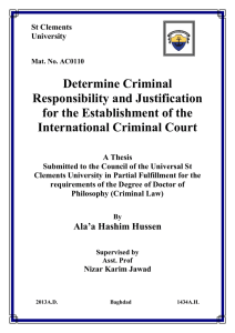 Determine Criminal Responsibility and Justification for the Establishment of the International Criminal Court