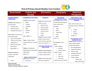 End of Primary Social Studies Core Content Government Culture and Economics