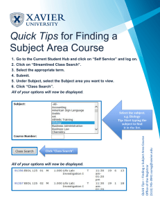 Quick Tips Subject Area Course