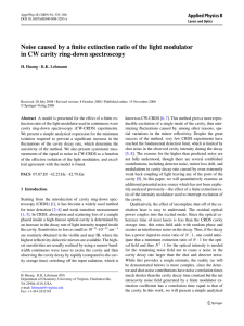Noise caused by a finite extinction ratio of the light... in CW cavity ring-down spectroscopy H. Huang · K.K. Lehmann
