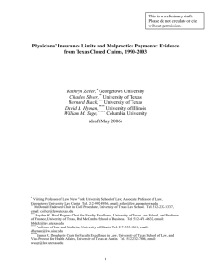 Physicians’ Insurance Limits and Malpractice Payments: Evidence