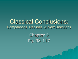 Classical Conclusions : Chapter 5 Pg. 98-117