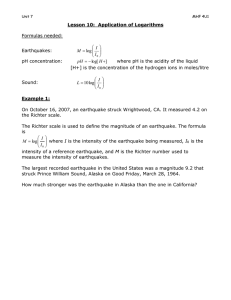 Lesson 10:  Application of Logarithms  Formulas needed: 