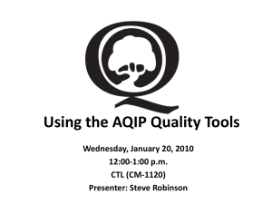 Using the AQIP Quality Tools Wednesday, January 20, 2010 12:00-1:00 p.m. CTL (CM-1120)