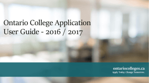 Ontario College Application User Guide - 2016 / 2017 ontariocolleges.ca