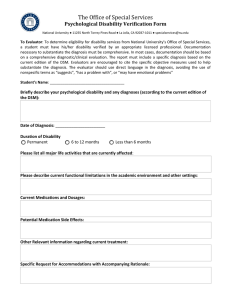 The	Office	of	Special	Services Psychological	Disability	Verification	Form  