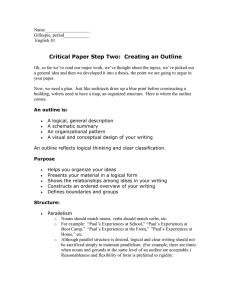 Critical Paper Step Two:  Creating an Outline