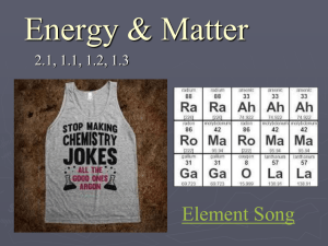 Energy &amp; Matter Element Song 2.1, 1.1, 1.2, 1.3