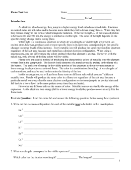 flame test essay Flame test lab report 27 dec, 2017 free essays , lab report 0 laboratory activity flame test summary the purpose of this lab was to see how different compounds can change color while in a flame and with this color, i can identify the compound. flame test essay Flame test lab report 27 dec, 2017 free essays , lab report 0 laboratory activity flame test summary the purpose of this lab was to see how different compounds can change color while in a flame and with this color, i can identify the compound.