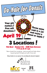 Do-Nate for Donuts 3 Locations! April 19 Throw some
