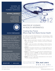 MASTER OF SCIENCE IN HEALTH INFORMATICS SCHOOL OF HEALTH AND