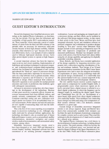 GUEST EDITOR'S INTRODUCTION ADVANCED MICROWAVE TECHNOLOGY-I