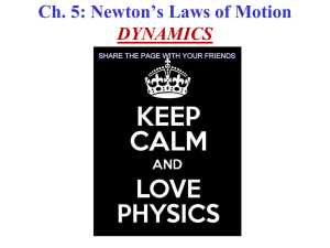 Ch. 5: Newton’s Laws of Motion DYNAMICS