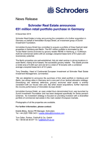 News Release Schroder Real Estate announces