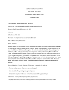 WESTERN KENTUCKY UNIVERSITY COLLEGE OF EDUCATION DEPARTMENT OF MILITARY SCIENCE COURSE SYLLABUS