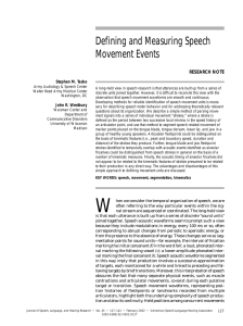 Defining and Measuring Speech Movement Events RESEARCH NOTE Stephen M. Tasko