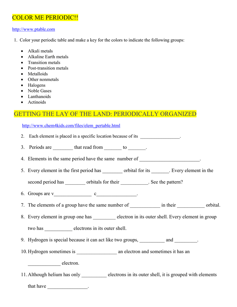 Periodic Table Webquest Worksheet Answers - Nidecmege Within Periodic Table Webquest Worksheet Answers