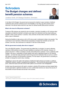 Schroders  The Budget changes and defined benefit pension schemes