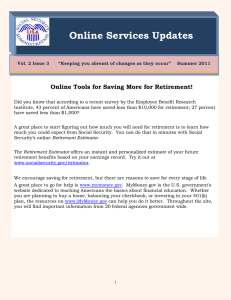 Online Services Updates Online Tools for Saving More for Retirement!