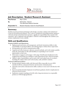 Job Description:  Student Research Assistant C S