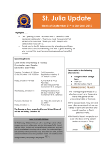 St. Julia Update Week of September 21 to Oct 2nd, 2015