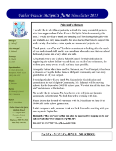 June  Father Francis McSpiritt Newsletter 2015