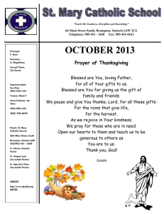 OCTOBER 2013 Prayer of Thanksgiving