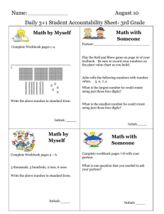 Name: August 10 Daily 3+1 Student Accountability Sheet- 3rd Grade