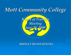 Mott Community College Board of Trustees Meeting June 22, 2009