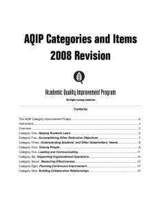 AQIP Categories and Items 2008 Revision Academic Quality Improvement Program