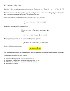 ! 8.2 Integration by Parts