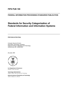 Standards for Security Categorization of Federal Information and Information Systems